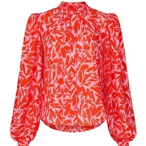 Veronica Beard Ashlynn Floral-Print Silk Blouse Sz 2 (small)